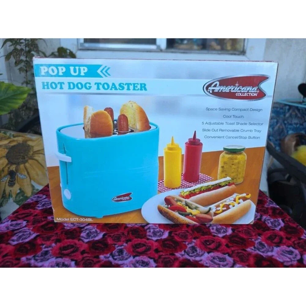Americana Collection Retro Pop-Up Hot Dog Toaster & Bun Warmer NEW Old stock